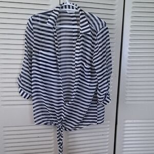 Striped Navy and White Women's Top